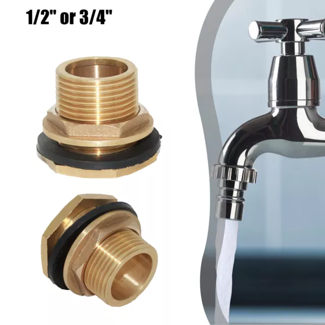 1/2" 3/4" Water Tank Brass Adaptor Pipe Water Inlet Outlet Garden Hose Connect