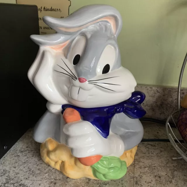 Vintage 1997 Bugs Bunny W/ Carrot Cookie Jar Ceramic Looney Tunes Warner Bros