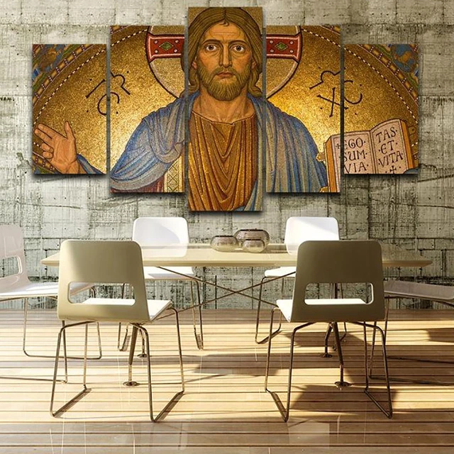 Jesus Christ Blessing Painting 5 Panel Canvas Print Wall Art Home Decor Poster