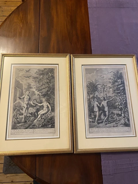 GRAVURES ECOLE HOLLANDAISE 17 eme Adam et Eve epreuves du 18 èm Mulder Van Buyen