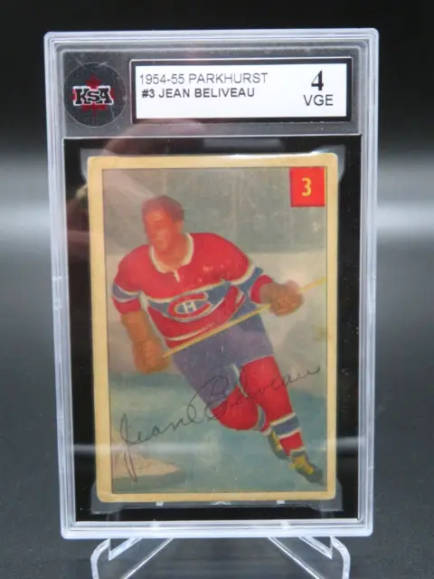 1954-55 Parkhurst Hockey Card #3,  JEAN BELIVEAU,  Montreal Canadiens,  KSA 4