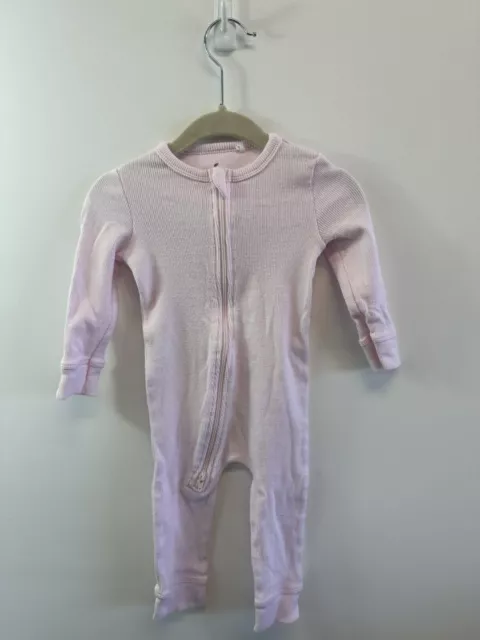 00 (3-6mths) Baby Country Road Pink Cotton Long Sleeve One Piece Soft & Comfy