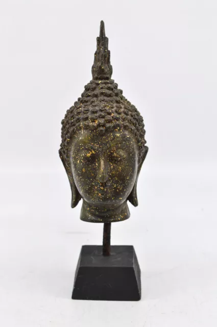Vintage Thai bronze Buddha head statue , 7.5 inches tall