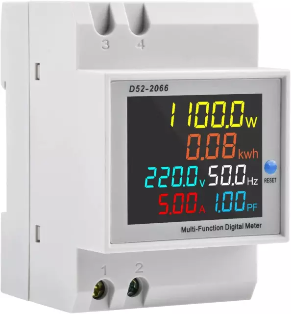 Misuratore Di Energia Su Guida DIN AC40-300V 100A,6 in 1 Misuratore Digitale Di 2