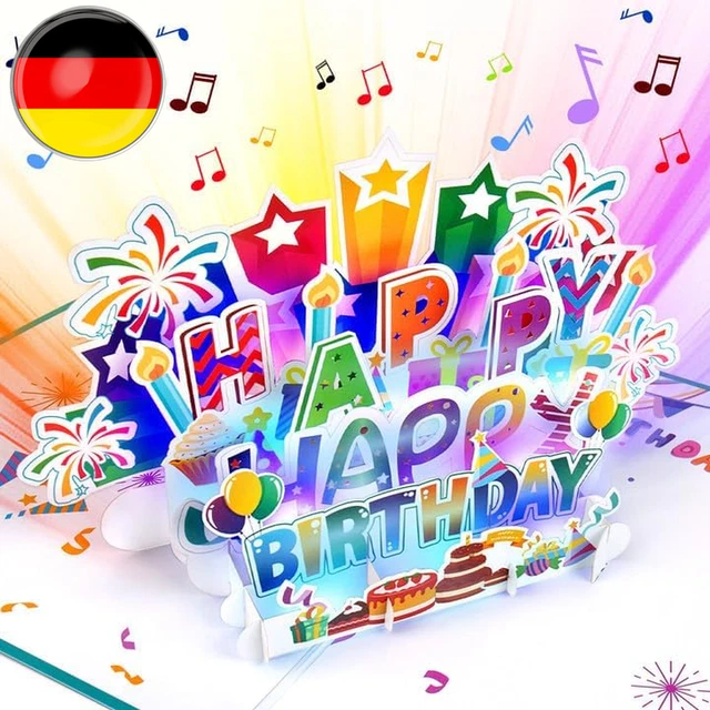 GEBURTSTAGSKARTE MIT MUSIK Happy Birthday Pop up Karte Geburtstag 3D