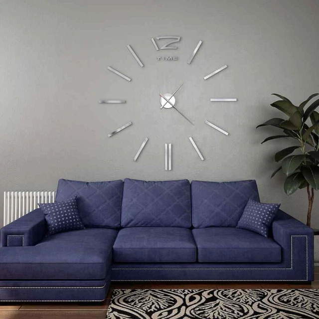 Horloge murale 3D Design moderne 100 cm XXL Argenté FR