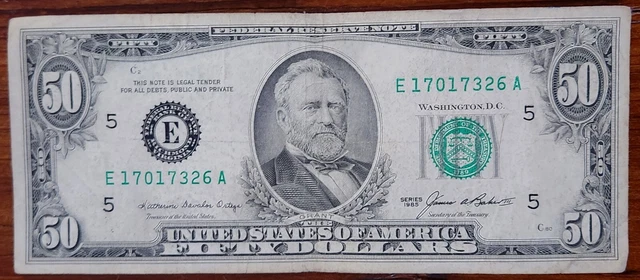 1985 Fifty 50 Dollar Bill Federal Reserve Note (E) RICHMOND