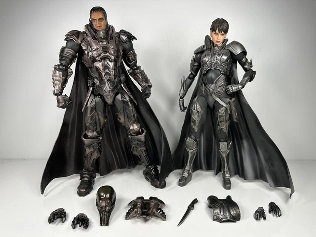 Square Enix Play Arts Kai DC Man of Steel General Zod & Faora Set Lot Superman