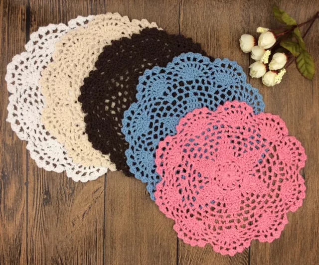 1Pc cotton hand crochet 20cm doily round cupmat mat home decor craft parts