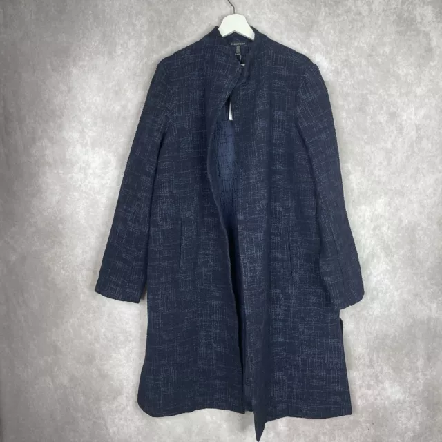 Eileen Fisher Long Crosshatch Topper Jacket In Midnight Blue Women's Size XL NWT 3