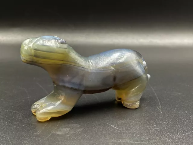 Antique Ancient PYU dynasty Tiger Figure carved Bead In Agate stone 2