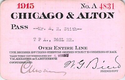 Chicago Alton Denver & Salt Lake Agent Railroad Rr Rwy Railway Pass