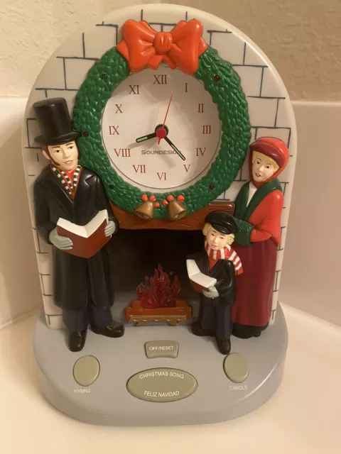 Vtg Sound Design Musical Christmas Clock Carols Hymns Songs Light Up Carolers