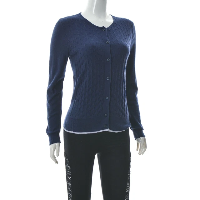 Noa Femmes Col Rond Bouton Avant Top Tricoté Pull Cardigan Taille S Bleu