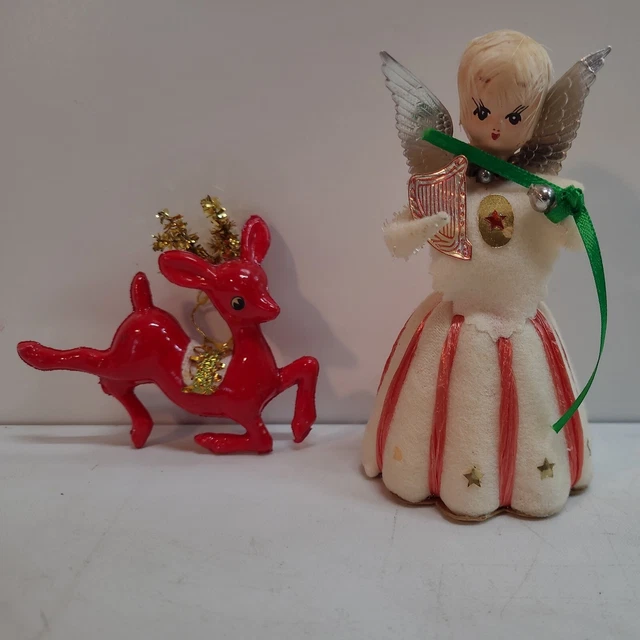 VINTAGE JAPAN ANGEL ORNAMENT LOT 1950s Christmas Pink Styrofoam