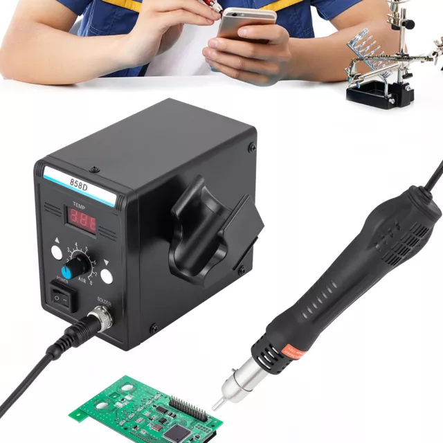 858D SMD Electric Rework Soldering Station Iron Kit w/Hot Air Gun LED 110V 700W