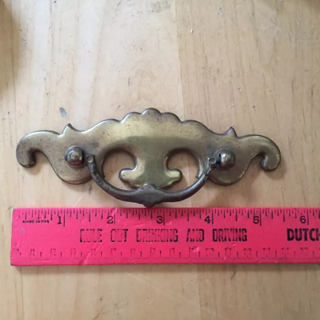 Vintage Brass Plated Metal Harlequin Drawer Dresser Ornate Hardware Pull Handle