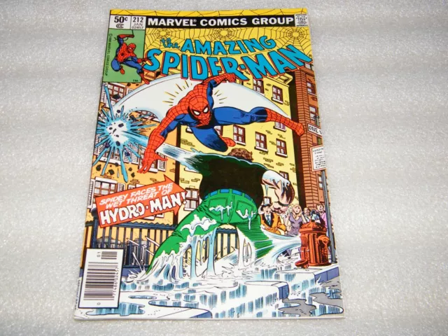 Amazing Spiderman # 212 KEY Comic Book 1st Appearance HYDRO-MAN 1981 Newsstand !