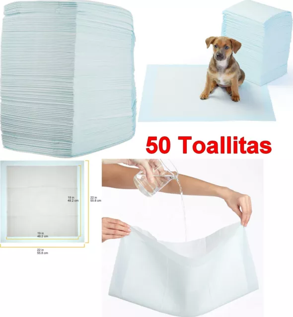 Pack 50 Toallitas empapadores de entrenamiento para mascotas perros, 56 x 56 cm