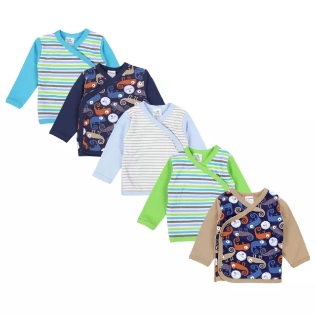 TupTam Baby Jungen Langarm Wickelshirt Baumwolle 5er Set