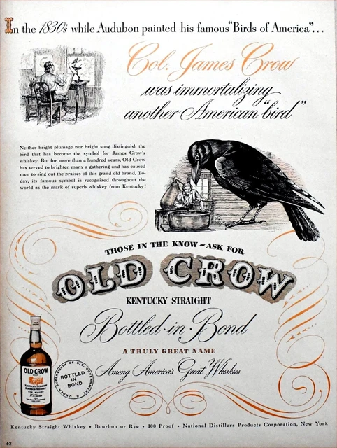 1948 Vintage Magazine Page Ad Old Crow Kentucky Straight Whiskey