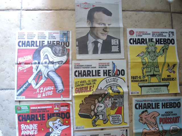 LOT DE 12 Charlie Hebdo Special Macron + Liberation 8 Mai 2017 EUR 20