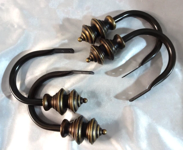 Curtain Drapery Holdback Tieback Bronze Black 4 Pieces EUC