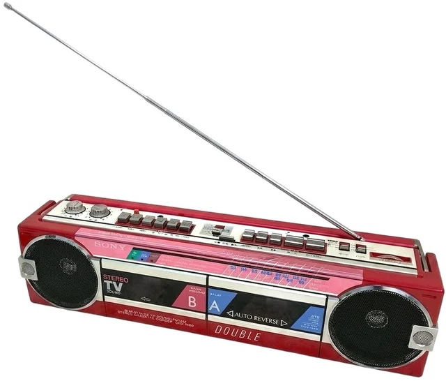 SONY CFS-W80 RED Double Cassette Boombox Radio Stereo TV Sound