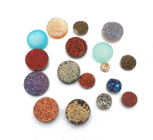 Naturel Brute Quartz Rond Cabochon Multi Couleur 6/15 MM 17 Pièces 85 CT