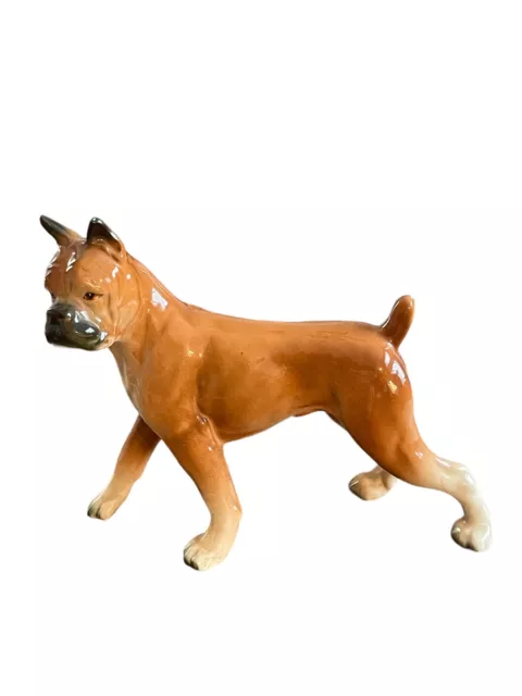 Vintage Rare Ucagco Boxer Bulldog Ceramic Figurine with Foil Tag 5 " Japan