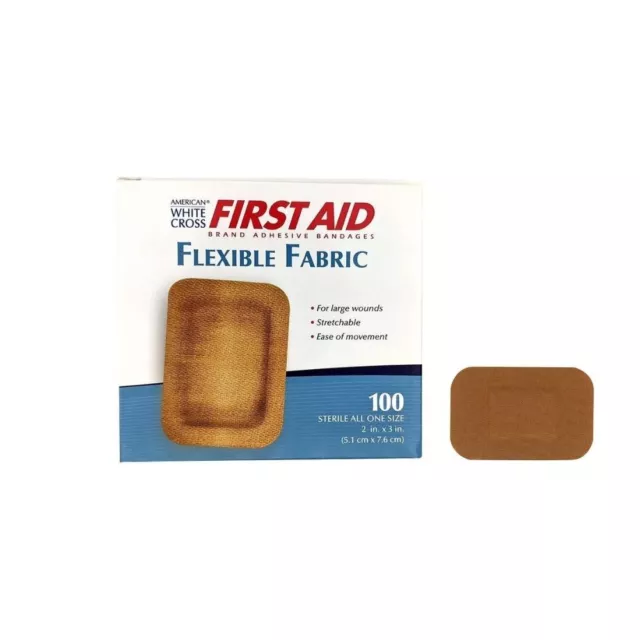 Adhesive Flexible Fabric Bandages Extra Wide 2" x 3" - 100 Pcs (MS-25700)