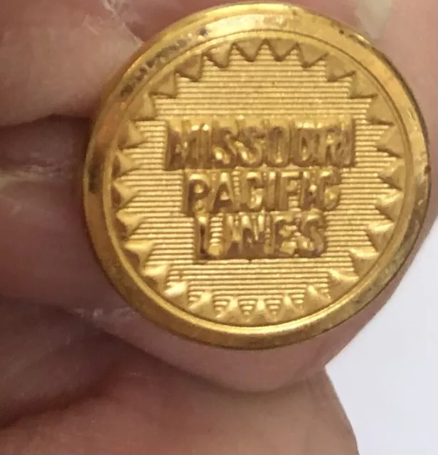 Vintage RAILROAD Uniform Coat Button -  Small MISSOURI PACIFIC LINES