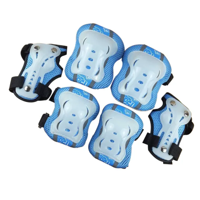 Ensemble d'équipement de protection pour enfants bleu Genouillères Coudières  Coussinets de poignet Casque 7 pièces (convient aux enfants jusqu'à 40 kg)