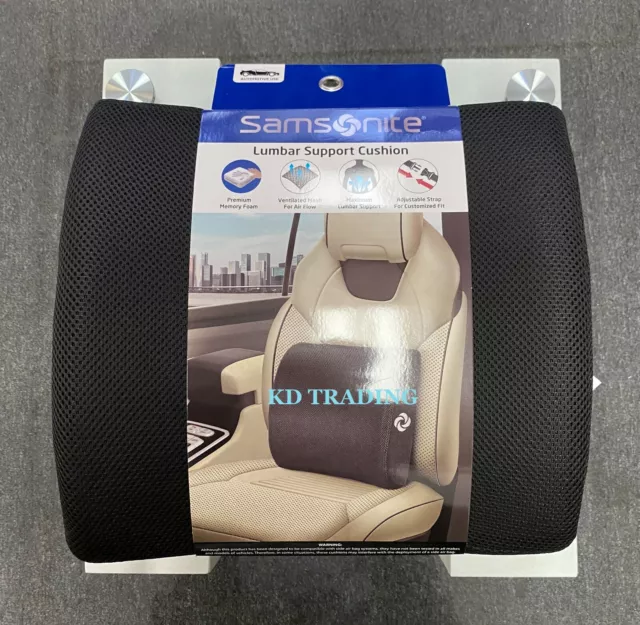 Samsonite AUTOMOTIVE LUMBAR SUPPORT CUSHION Premium Memory Foam Ventilated Mesh