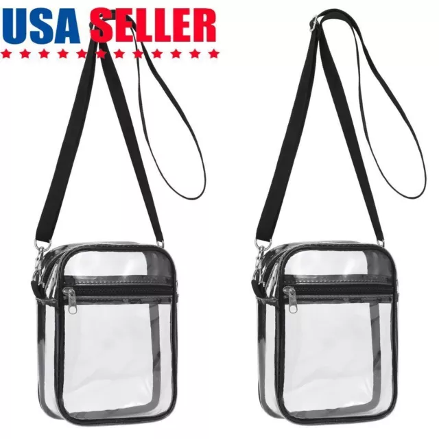 2X Clear Crossbody Purse Bag Stadium Approved for Concerts with Adjustable Strap