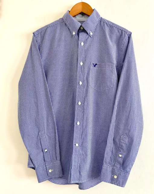 American Eagle Outfitters Button Up Shirt blue/white 100% cotton  Small