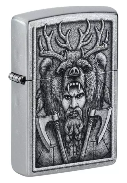 Accendino Antivento Ricaricabile Zippo Barbarian Warrior 48731 Uomo Metallo