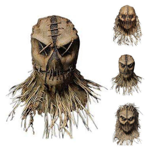 Maschera horror Halloween spaventoso spaventapasseri testa piena testa piena paglia grossolana festa cosplay