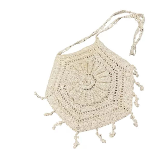 Vintage Crochet Hexagon Hippie Lace Purse / Sholder bag / Cross body