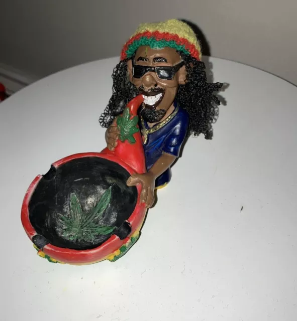 5" Rasta Jamaican Man Holding Bowl Polyresin Ashtray Decoration Ash Tray