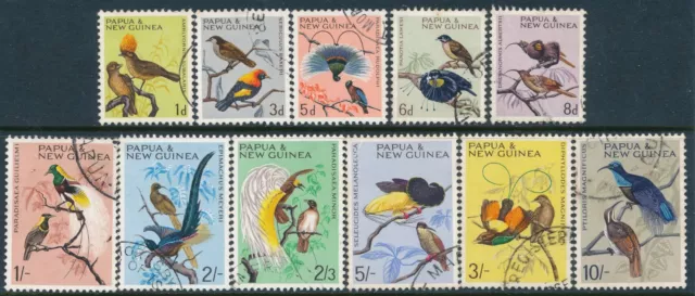1964-1965 PAPUA NEW GUINEA BIRDS DEFINITIVES USED SET OF 11 our ref A