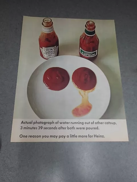 Heinz Tomato Ketchup Vintage Print Ad 1964 10x13