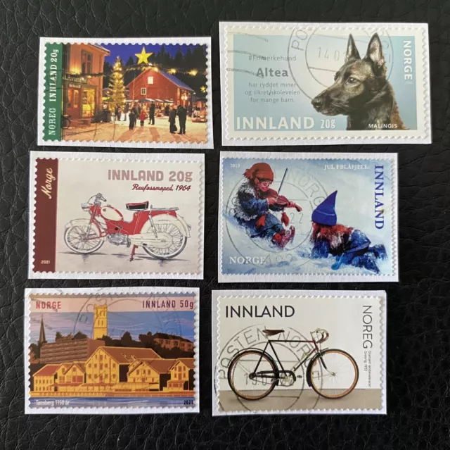 Lot de 6 timbres de Norvège années diverses - encore sur fragments - R57