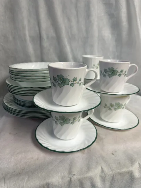 36 Pc Set Corelle Callaway Ivy Swirl Dinner Lunch Bread Cereal Mugs Saucers