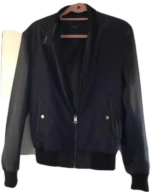 M&S AUTOGRAPH Leather Sleeve Bomber Jacket Size S