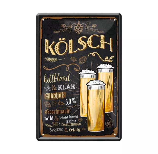 Kölsch Bier Kneipe Pub Geschenkidee Retro Deko Schild Blechschild 20x30cm A0650