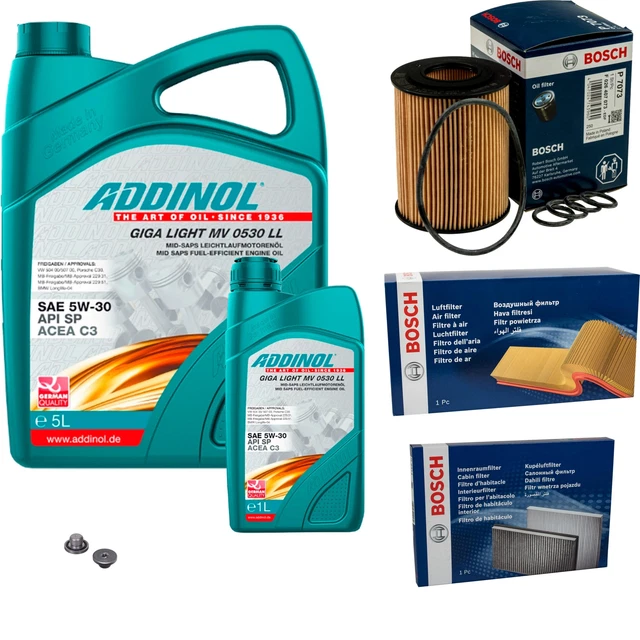 BOSCH CONTROLLO SET 6L Addinol Giga Luce Mv 0530 Ll 5W-30 per Filtro ...