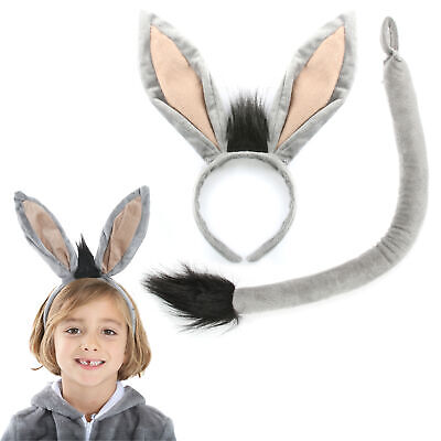 Donkey Ears & Tail Nativity Adults And Childs Fancy Dress Set Animal Dress Up