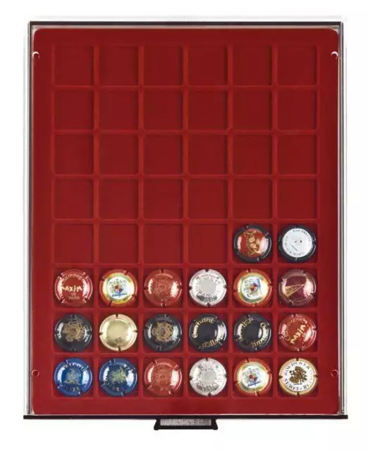 LINDNER 2748F Rauchglas Sammelbox Münzbox 48x 30 mm Für Kronkorken