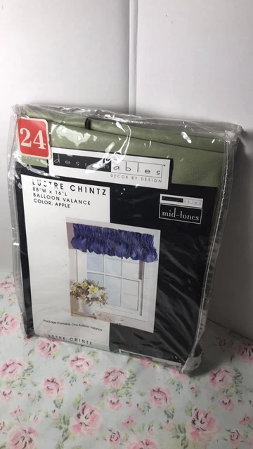 Designables Luster Chintz 1 Balloon Valance Curtain GREEN APPLE 88 X 16 New